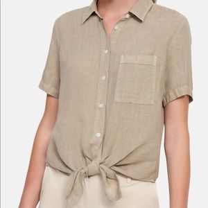 Theory Hekanina 2 Linen Front Tie Blouse